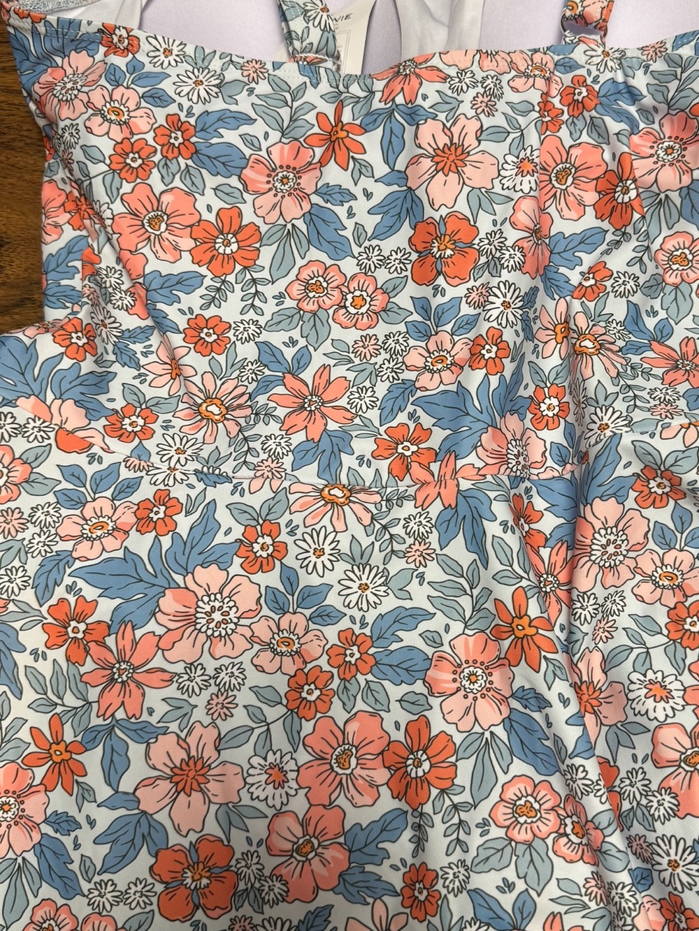 EoMenie Floral Print One-Piece Swimsuit bra built in Coral & Blue Womens 18W NWT - Picture 11 of 11